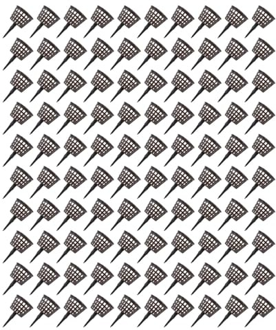 Lot de 100 paniers d'engrais pour bonsaï avec couvercle en résine PP à libération lente, grande taille 4 x 6 cm et petite taille 3 x 4 cm, café