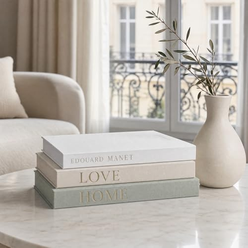 ZORVENIX libros decorativos - Libro falso de lino con cierre magnético - Caja de almacenamiento oculta - Accesorios elegantes y estéticos - Cajas modernas en forma de libro
