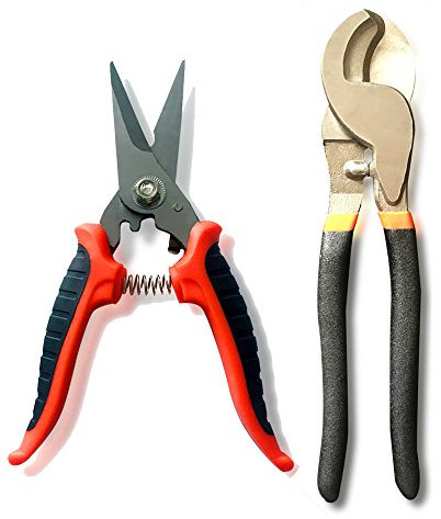 Nuzamas Lot de 2 coupe-câble électrique et coupe-fil de 25,4 cm et 15,2 cm, pince coupant câble en cuivre (8–16 AWG) / jusqu'à 10 mm2.