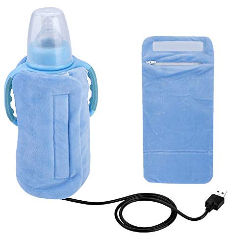USB Electronic Baby Warmer, Insulation Bag with Zipper Design, Detachable Portable Milk Heater, Constant Temperature Heating (Blue)