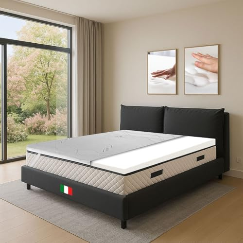 GEEMMA s.r.l. Topper Memory Matrimoniale 160x190, dispositivo medico, Alto 5 cm con Tessuto Antimicrobico Sfoderabile in Argento
