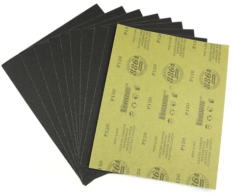 MAXAMN 120 Grit Sandpaper, Wet Dry Sandpaper Sheets 9 x 11 Inches, Silicon Carbide Abrasive Sand Paper for Wood Furniture Finishing, Metal Sanding, Automotive Polishing, DIY Projects, 10 Sheets