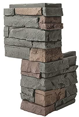 GenStone Faux Stacked Stone 90 Degree Outside Corner Panel 22.5 x 12 in Keystone Color for Do It Yourself Friendly Home Improvement Projects