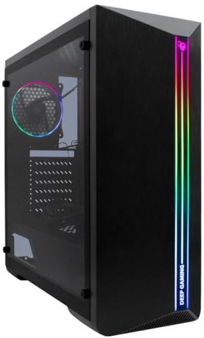 DeepGaming DGC-A200 - Caja PC Gaming ATX/microATX, Ventana Lateral de Cristal Templado, Iluminación A-RGB, Compatible con Refrigeración Líquida PC. Color Negro