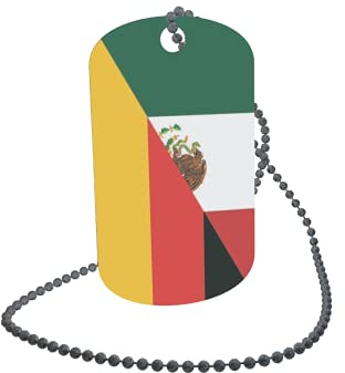 U24 Dog Tag Erkennungsmarke ID Tag an Kette Flagge Mexiko-Deutschland Alu 30 x 50 mm