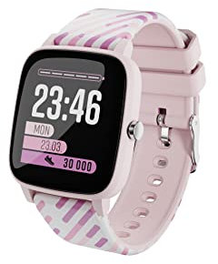 Lamax Smartwatch Bambini BCool Smartwatch per bambini con lingua italiana durata fino a 7 giorni, contapassi, cardiofrequenzimetro, analisi del sonno, IP68, 4 giochi, due cinturini inclusi (Rosa)