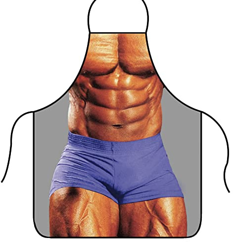 Yuknees Kochschürze Männer Sexy,Schürze Nackter Mann,Muskelmann Schürze,Lustige Kochschürze Sexy,für Mann-Freund-Geschenk- 58 x 72cm