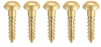 sourcing map 50 Stück Schlitz Rundkopf Holzschrauben M4 x 16mm Messing Blechschraube Halbrundkopf Linsenkopfschrauben