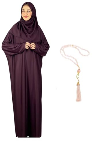 Modish Group, bönkläder med hijab, muslimska kläder, lång rock, abaya turkiska islamiska klänningar, Dubai Kaftan med radband, Körsbär, en storlek