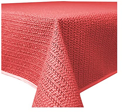 Haus und Deko Gartentischdecke Outdoor rechteckig wetterfest wasserabweisend rutschfest abwischbar PVC Weichschaum Tischdecke für Garten, Balkon, Terrasse und Camping (Rot, 130 x 220 cm), 2370