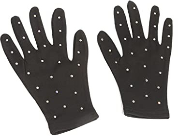Guangcailun Mode Eiskunstlauf Handgelenk Handschuhe Atmungsaktive Sonnenschutz Fäustlinge Kristall Handschuhe Outdoor Radfahren Eislaufen Leistung, Schwarz, S