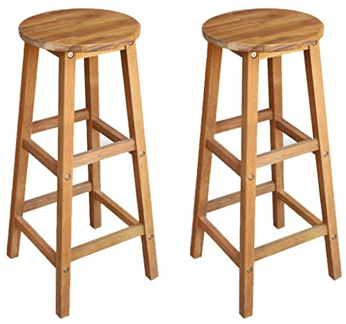 WIFESE 2 STK. Barhocker Massivholz Akazie EsszimmerstüHle Barhocker 2er Set KüChenstüHle Barhocker Mit Lehne Holzhocker KüCheninsel Barstuhl Barhocker Holz KüChenstuhl Barsessel