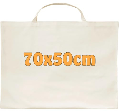 Cottonbagjoe 25 Große Baumwolltaschen 70x50 cm | OEKO-TEX® STANDARD 100 zertifiziert | faltbare Tragetasche mit Henkel | Robust, Wiederverwendbar & Nachhaltig | Ideal für Poster, Kleidung & Einkäufe