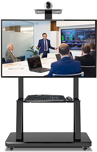 Soporte de carro de TV de piso para TV de 50/55/60/65/70/75 pulgadas, carro de TV rodante de acero sobre ruedas con estante de cámara y almacenamiento, empresa/hogar/sala de conferencias beautiful