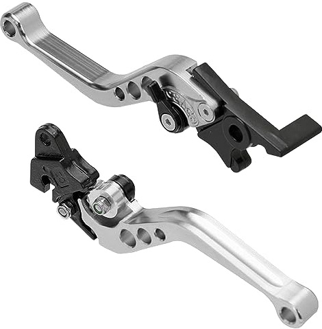 MOCNT 1 Paar Motorrad Bremshebel 22mm Motorrad Kupplungshebel Verstellbarer CNC Aluminium Kupplungstrommel Bremshebel Scheibenbremse Kupplungs Lenker Kupplungsbremshebel Silber