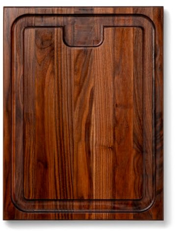 Boos Block Schneidebrett mit Saftrille XXL – 51 x 38 x 4 cm – Schneidebrett Holz mit Griff – Walnussbrett – Brett Nussbaum – Hackbrett – Fleischbrett – Profi-Brett