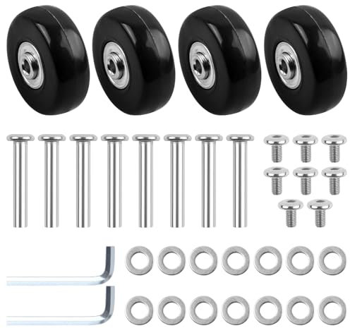 4 Stück Kofferrollen Ersatzrollen, 50 * 18 mm Ersatz Rollen für Koffer Ersatzrollen, Ersatz Gepäck Koffer Ersatzräder, Gummi Ersatz Wheels für Gepäck, Trolley, Rollschuh, Inline-Skates, Sitz