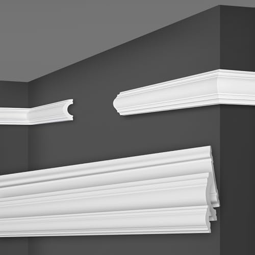 MARBET DESIGN Wandleisten weiß HDPS Kunststoff - 2 Meter Zierleisten Wandvertäfelung Flachprofil Zierprofil Spiegel Bilder Wand Rahmen (HW-2 40x20 mm, 20 Meter / 10 Leisten)