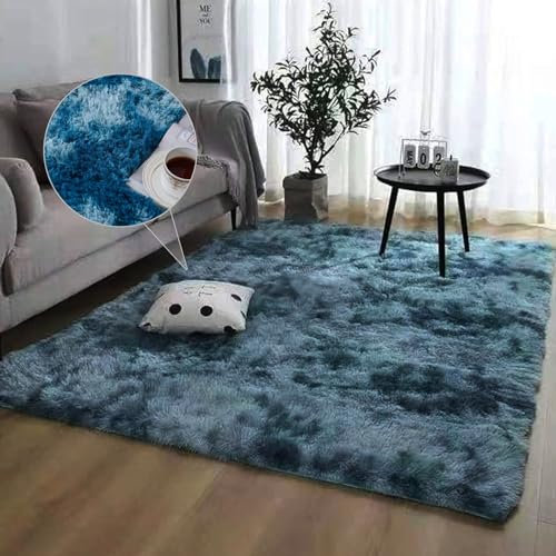 NINGBAI Alfombra De Pelo Largo 50 x 200 cm Alfombra Lisa para salón, Alfombra de la Alfombra Unicolor Lavable Suave Pila Corta para habitación Dormitorio o Cocina, Azul