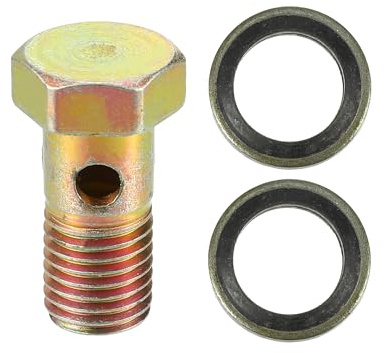 VekAuto Boulon De Banjo Simple Bronze 1 Pièce Pour Frein Turbo En Métal | Longueur 26mm, 3 Trous, 2 Rondelles Incluses, Résistant À La Corrosion, Installation Facile, Remplacement Direct, Durable