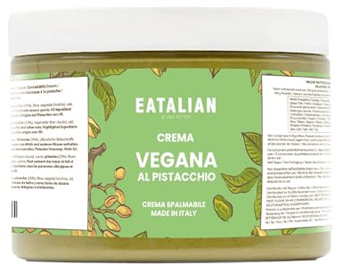 EATALIAN by AMZ BETTER, Crema de Pistacho Vegana, Crema para Untar Vegana, Ideal para Pan, Perfecta con Helado y Pasteles, También Excelente para Dubai Chocolate, 500 gramos, Made in Italy