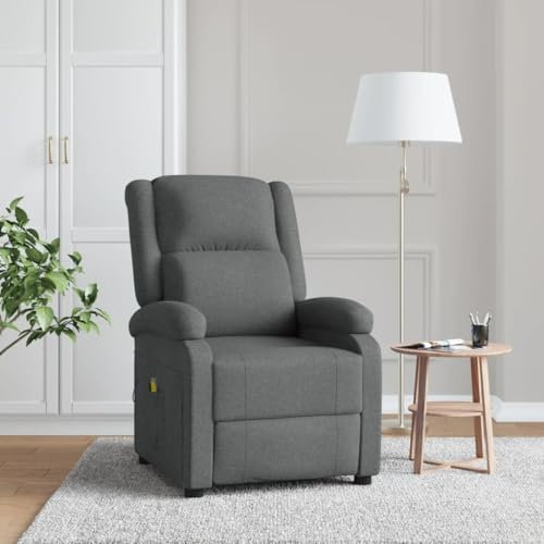 Homgoday Massagesessel Relaxsessel Fernsehsessel Ruhesessel mit Liegefunktion Liegesessel Polstersessel Verstellbare Rückenlehne TV Sessel für Wohnzimmer Dunkelgrau Stoff