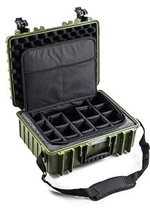 B&W International B&W - Maletín de Transporte para Exteriores Tipo 5000, Color Bronce y Verde, con Bolsa para Fotos, Impermeable según certificación IP67, Resistente al Polvo, irrompible e
