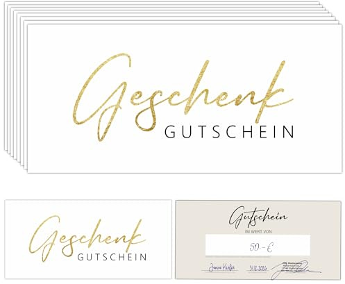 Eummel 25 Blanko Gutscheine DIN-Lang (21 x 9,9 cm) | Geschenkgutschein zum selbst Ausfüllen für alle Geschäfte Friseur, Kosmetik, Massage, Wellness & mehr