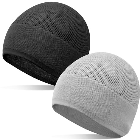 2 Pack Bamboo Skull Caps for Men, Chemo Patient Must Haves, Black, Grey.