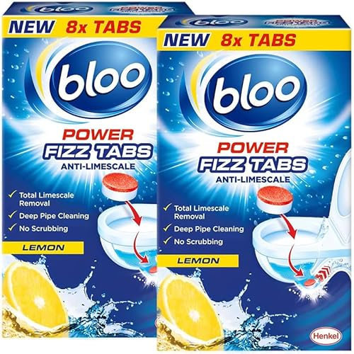 Bloo Power Fizz Tabs Anti Limescale Drain Deep Cleaning For Toilet - Toilet Cleaner Removes Stubborn Limescale And Odors - Limescale Remover Ensures Deep Cleaning, 2 Pack + Free Cheeroo Magnet