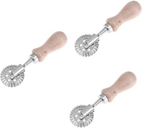 Amosfun 3pcs Dessert Pastry Molds Wooden Handle Easy Shape Cutters for Baking Biscuits and Cakes