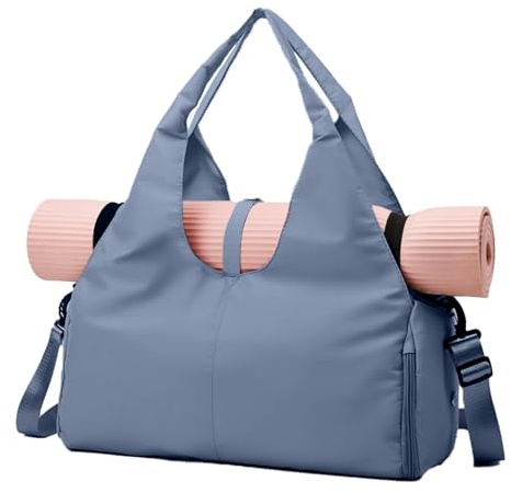 CCAIPU Sporttasche, Wasserdicht Yogatasche Turnbeutel mit Schuhe Fach und nass Tasche für Yoga-Matten & Yoga-Zubehör große Kapazität Tote für Frauen (Blau)