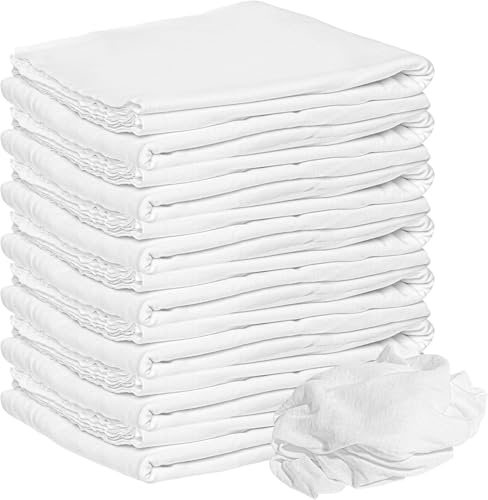 Linteum Textile Supply White Tshirt Rags 100% Cotton Lint Free Wiper Rag 20x20 Inches Die Cut Jersey Rag Wiping Towels for Kitchen, Industrial, Wood, T-Shirt Material Reusable Cleaning Cloths 75 Pack