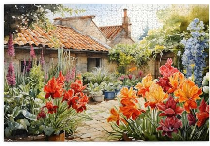 Mexpekil 1000 Teile Puzzles für Erwachsene Bauernhaus Blume Floral Landschaft Holzpuzzles Herausfordernde Puzzlespiele für Jugendliche Geschenke