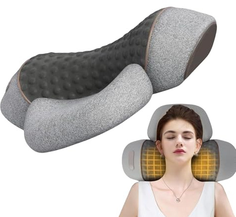Masseur de cou 3 en 1, masseur de dos et de cou avec chaleur et traction, pétrissage des tissus profonds, pour détendre la traction cervicale du dos, soutien de la colonne vertébrale, soulagement des