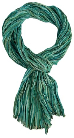 Rotfuchs Baumwollschal Damenschal Herrenschal sommerschal Knitterlook streifen Muster in türkis