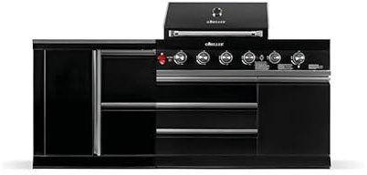 GORILLER® BLACKBACK S10 Outdoor-Küche, Gasgrill mit Extra-Arbeitsfläche und Stauraum, Edelstahl, Schwarz