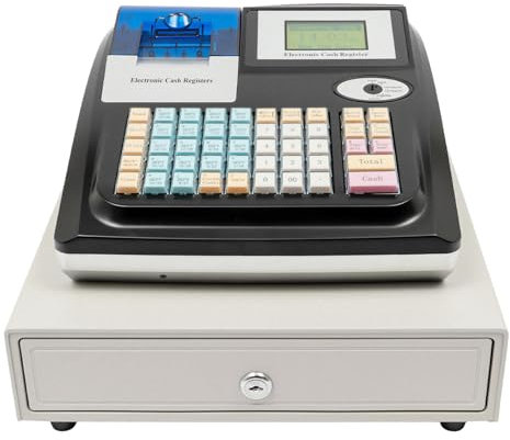 BAOCHADA 48 Tasten Elektronische Kassenlade,Elektronisches Kassensystem mit LED Display Bondrucker & Kassenschublade Zwei-Wege-Anzeige Mehrere Zahlungsarten,POS-Systeme für Gastro/Einzelhandel