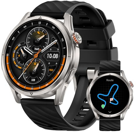 KOSPET Magic R10 Smartwatch Herren für Damen mit GPS,50 Tage Akku, 1,43 AMOLED, 5ATM wasserdichte Fitnessuhr mit SPO₂,Herzfrequenz- & Schlaftracker, kompatibel mit Android & iOS (Silber)