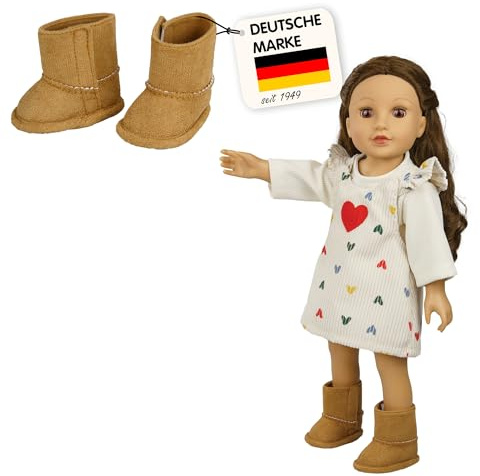Heless 5441 - Stiefel für Puppen, in Braun und in Wildleder-Optik, für Puppen und Kuscheltiere der Größe 30-34 cm