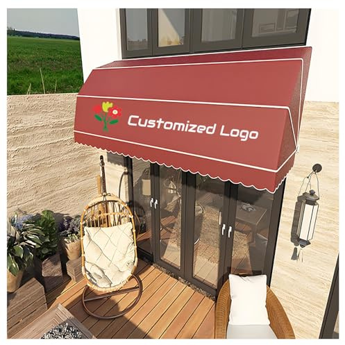 CVBN Tenda Cappottina da Sole Personalizzato con Testo Logo Ventaglio da Balcone Pieghevole Personalizzati Tettoia per Porta Protezione Solare Antipioggia per Porte e Finestre,70×50×50