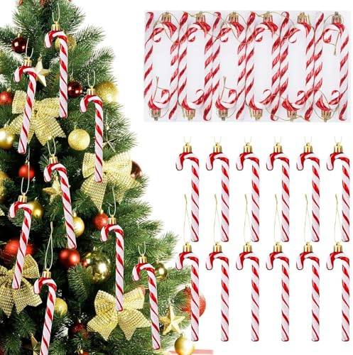 NOLACE 12 Piezas De Purpurina Bastones Caramelo 14 CM Navidad Rojo Plateado Bastón Caramelo Navidad Bastones De Caramelo Adorno Christmas Decorations Adornos Arbol