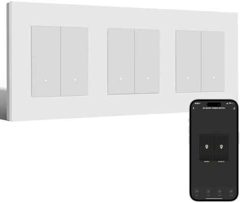 BSEED Smart WiFi Interruptor 2 Gang 1 Vía Triple Compatible con Amazon Alexa/Google Home, WiFi Pulsador Marco de PC Compatible con Smart Life/Tuya, Blanco