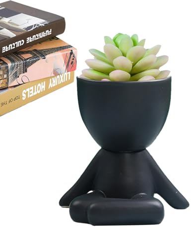 Genérico Cara Macetas Macetas Cabeza - suculentas de cerámica con Orificios de Drenaje,Maceta Decorativa Moderna con Forma Humana Encantadora para Flores de Interior, Plantas, bonsái de Cactus