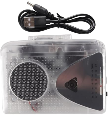 Alnicov Tragbarer USB-Kassettenspieler mit AM/FM-Radio, Kassetten-zu-MP3-Konverter, Stereolautsprecher, kompakter Musikplayer für unterwegs und zu Hause