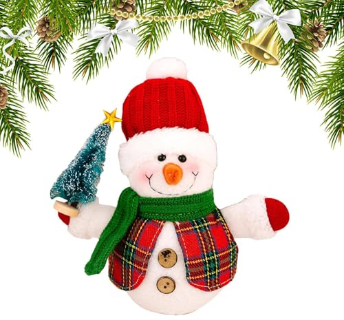 Genérico Figuras de muñecas de Nieve Decoraciones navideñas, Figuras Brillantes de Invierno en Miniatura con Luces, muñeca de de pie