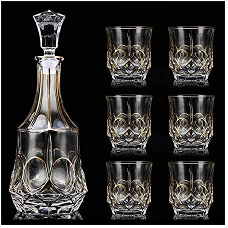 Decantador de vino, Crystal Wine Glass Set 850ml Bottle 300ml Glasses Pack of 7