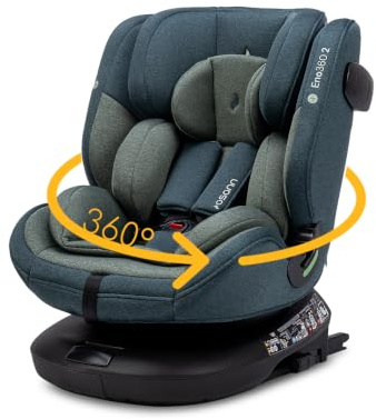 Osann Eno360 2 Reboarder 360 drehbar mit Isofix, Kindersitz ab 1 Jahr | Kinderautositz 40-150 cm, erleichtertes Anschnallen mit Magneten, bereits ab Geburt nutzbar, sicher & komfortabel - Green
