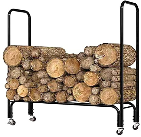 CWCQGH Portalegna con Ruote, Porta Legna Mobile per Patio, terrazza, Cortile, Sistema di stoccaggio Legna per Interni ed Esterni