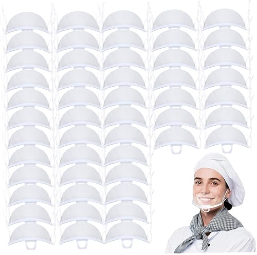 CAKEEYUM 50 Stück Mundschutz, beschlagfreie, durchsichtige Maske, hygienisch gefilmter Schutz und einzeln verpackt, für Restaurants, Day Spas und Salons. Mund, klare Maske, Schutz, Gesicht